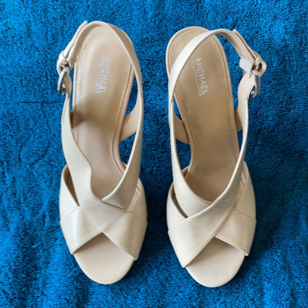 MICHAEL Michael Kors Beige Leather Slingback Heels